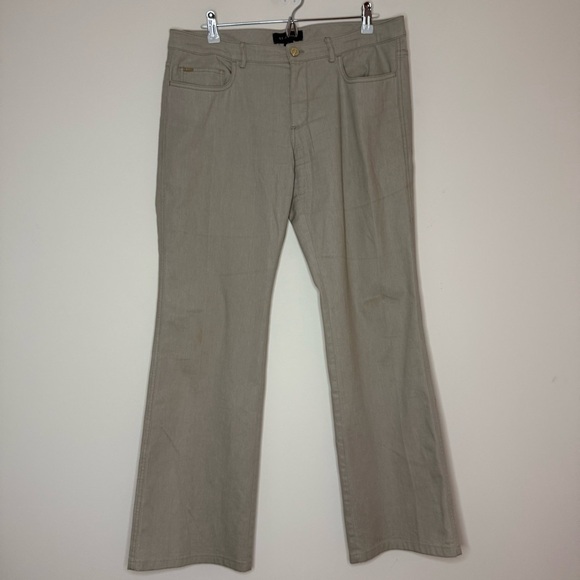 ST. JOHN Rhinestone Bedazzled Pocket Cream Boot Cut Kick Jeans - Picture 1 of 8